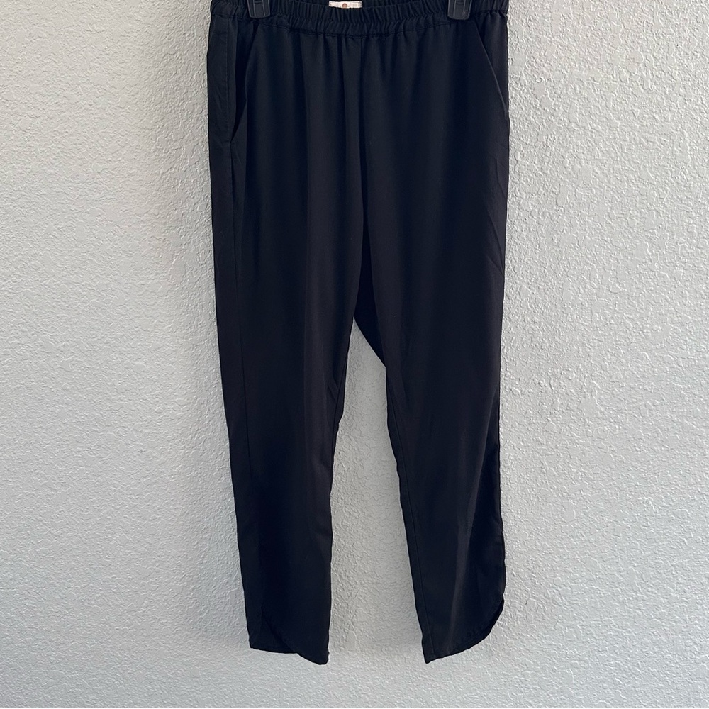 Marine Layer Black Pull-On Pants Women’s Elastic Waist Tapered Ankle Slit